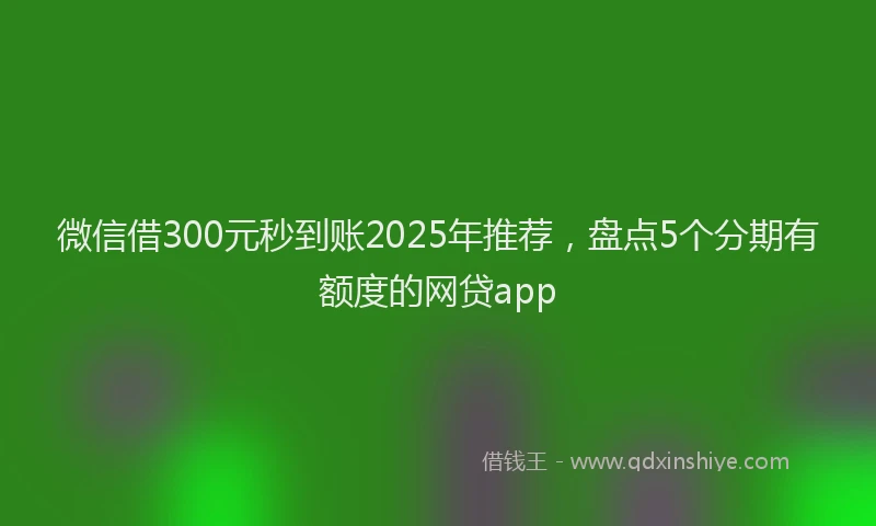 微信借300元秒到账2025年推荐，盘点5个分期有额度的网贷app