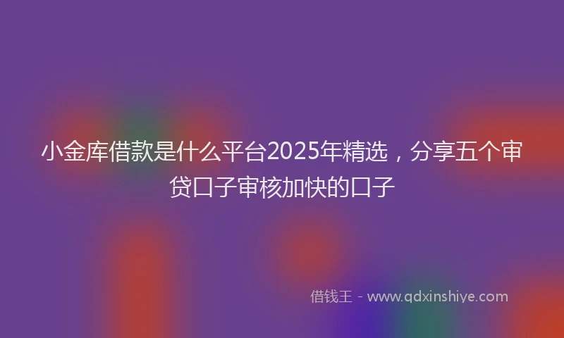 小金库借款是什么平台2025年精选，分享五个审贷口子审核加快的口子