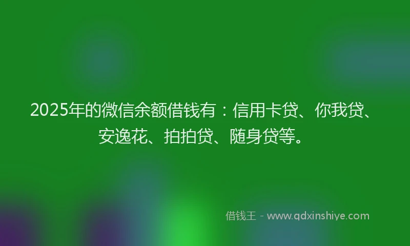2025年的微信余额借钱有：信用卡贷、你我贷、安逸花、拍拍贷、随身贷等。