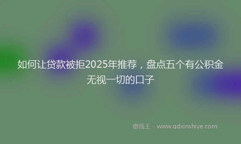 如何让贷款被拒2025年推荐，盘点五个有公积金无视一切的口子