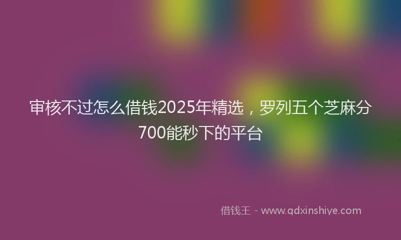 审核不过怎么借钱2025年精选，罗列五个芝麻分700能秒下的平台