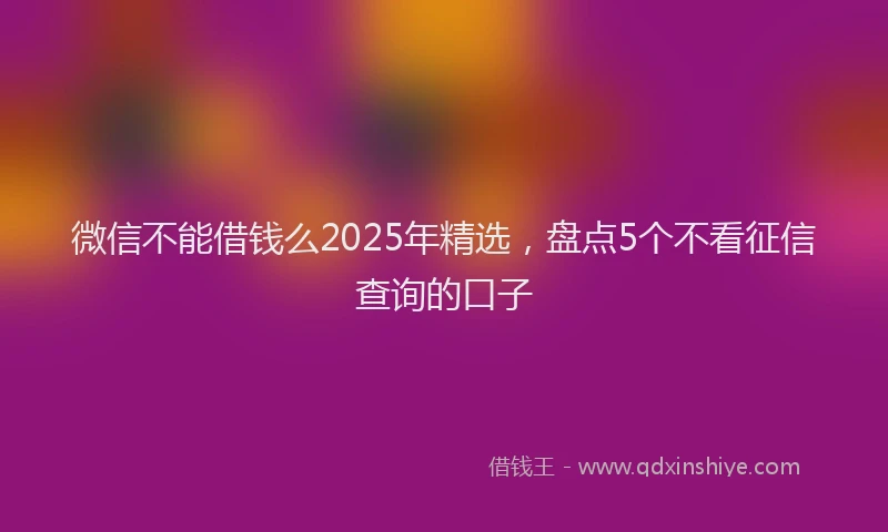 微信不能借钱么2025年精选，盘点5个不看征信查询的口子