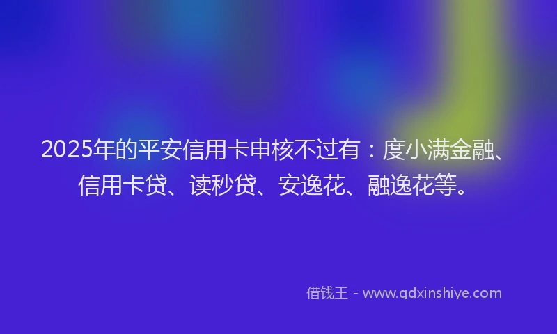 2025年的平安信用卡申核不过有：度小满金融、信用卡贷、读秒贷、安逸花、融逸花等。