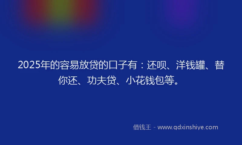 2025年的容易放贷的口子有：还呗、洋钱罐、替你还、功夫贷、小花钱包等。