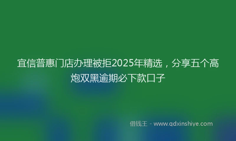 宜信普惠门店办理被拒2025年精选，分享五个高炮双黑逾期必下款口子