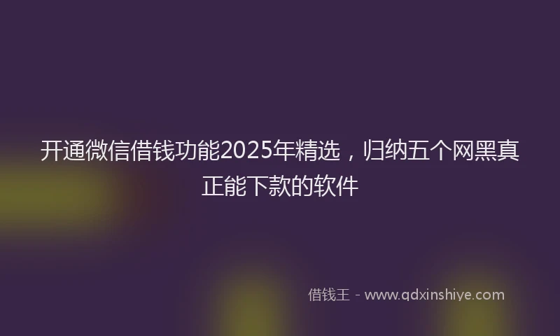 开通微信借钱功能2025年精选，归纳五个网黑真正能下款的软件