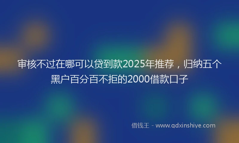审核不过在哪可以贷到款2025年推荐，归纳五个黑户百分百不拒的2000借款口子