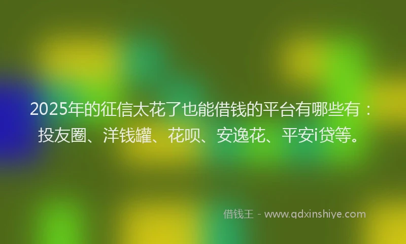 2025年的征信太花了也能借钱的平台有哪些有：投友圈、洋钱罐、花呗、安逸花、平安i贷等。
