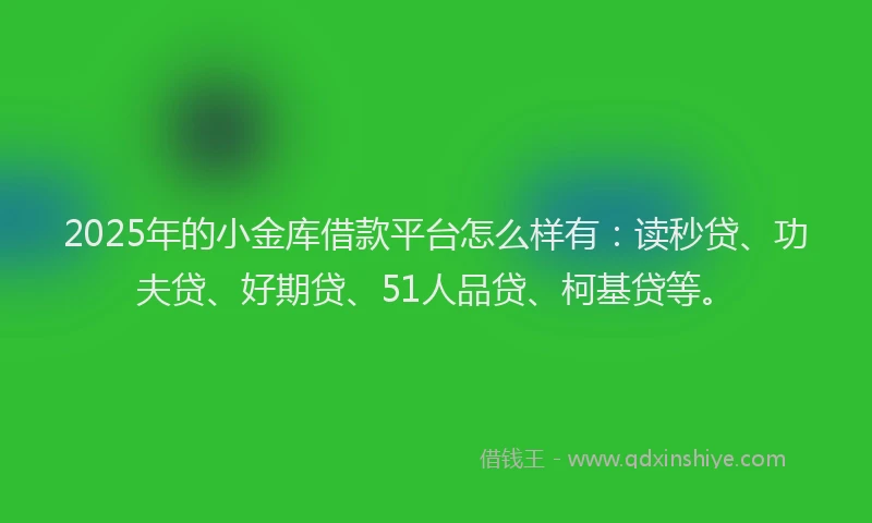 2025年的小金库借款平台怎么样有：读秒贷、功夫贷、好期贷、51人品贷、柯基贷等。