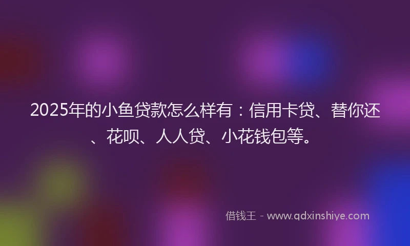 2025年的小鱼贷款怎么样有：信用卡贷、替你还、花呗、人人贷、小花钱包等。