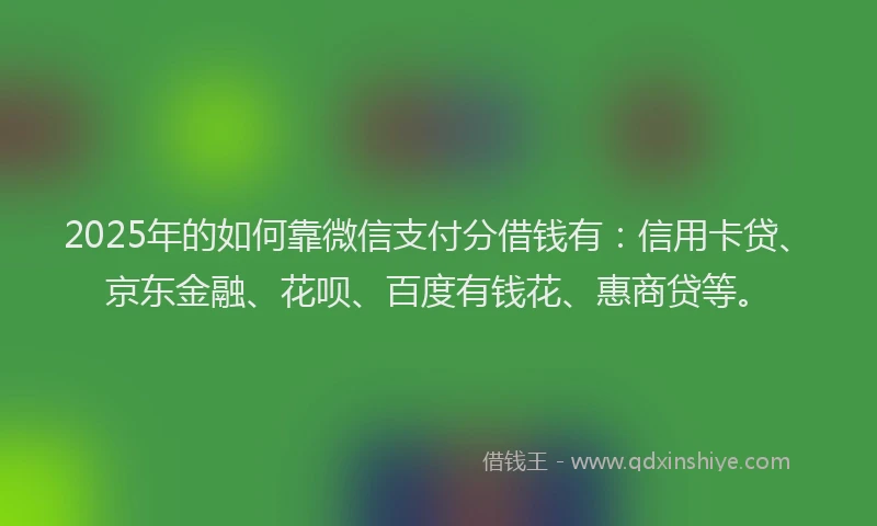 2025年的如何靠微信支付分借钱有：信用卡贷、京东金融、花呗、百度有钱花、惠商贷等。