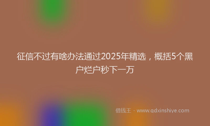 征信不过有啥办法通过2025年精选，概括5个黑户烂户秒下一万
