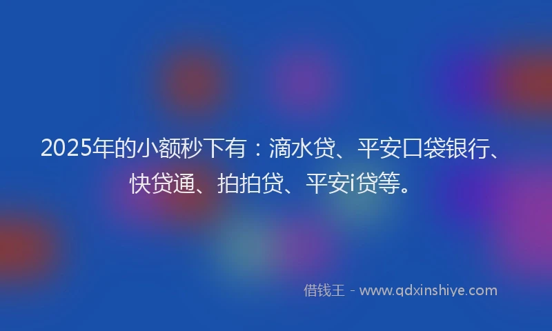 2025年的小额秒下有：滴水贷、平安口袋银行、快贷通、拍拍贷、平安i贷等。