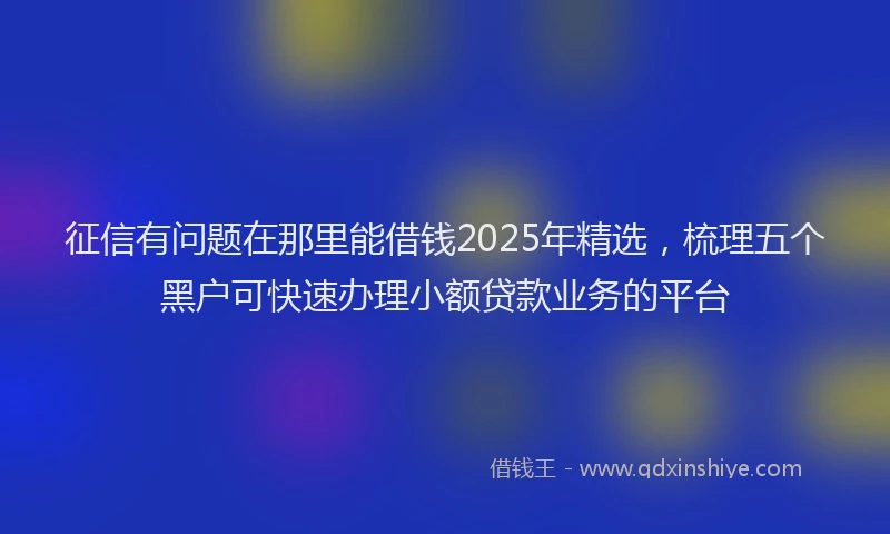 征信有问题在那里能借钱2025年精选，梳理五个黑户可快速办理小额贷款业务的平台