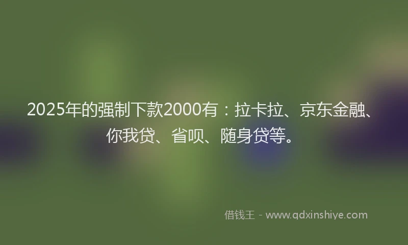 2025年的强制下款2000有：拉卡拉、京东金融、你我贷、省呗、随身贷等。