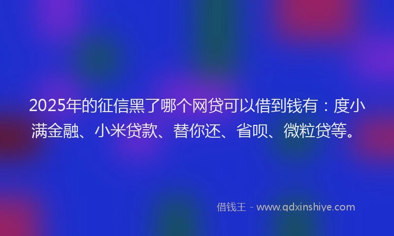 2025年的征信黑了哪个网贷可以借到钱有：度小满金融、小米贷款、替你还、省呗、微粒贷等。