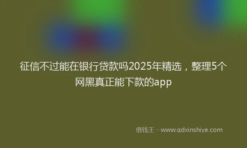 征信不过能在银行贷款吗2025年精选，整理5个网黑真正能下款的app