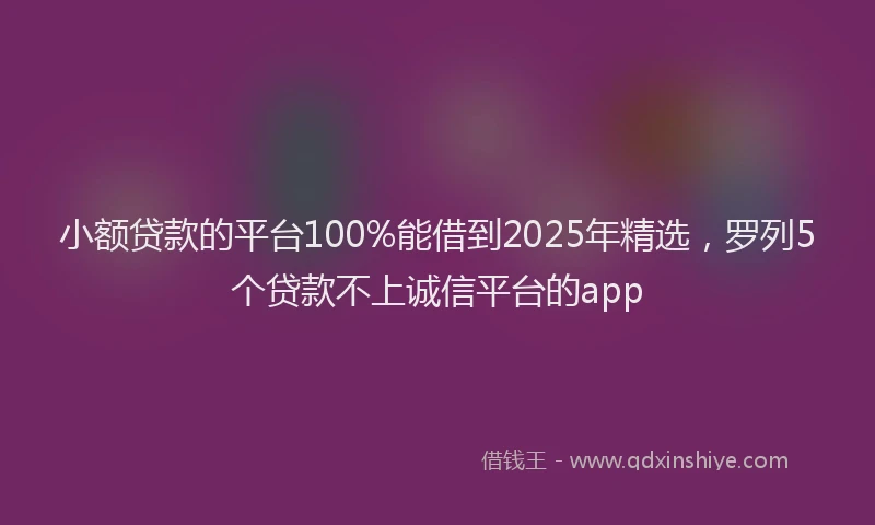 小额贷款的平台100%能借到2025年精选，罗列5个贷款不上诚信平台的app