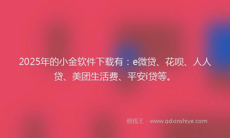 2025年的小金软件下载有：e微贷、花呗、人人贷、美团生活费、平安i贷等。