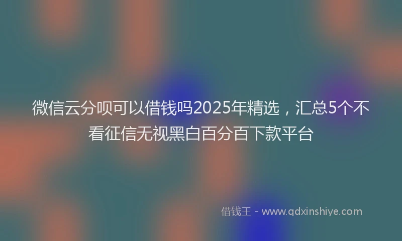 微信云分呗可以借钱吗2025年精选，汇总5个不看征信无视黑白百分百下款平台