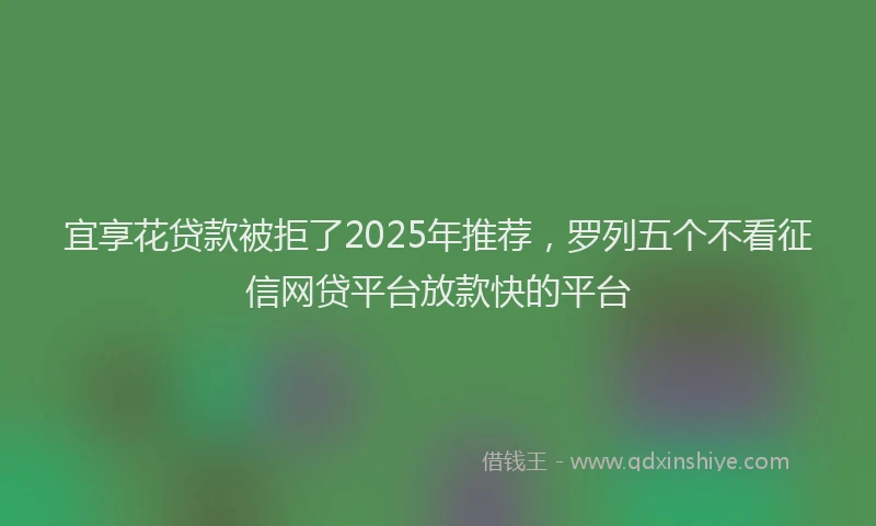 宜享花贷款被拒了2025年推荐，罗列五个不看征信网贷平台放款快的平台