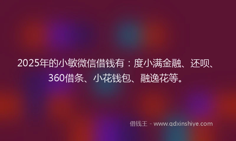 2025年的小敏微信借钱有：度小满金融、还呗、360借条、小花钱包、融逸花等。