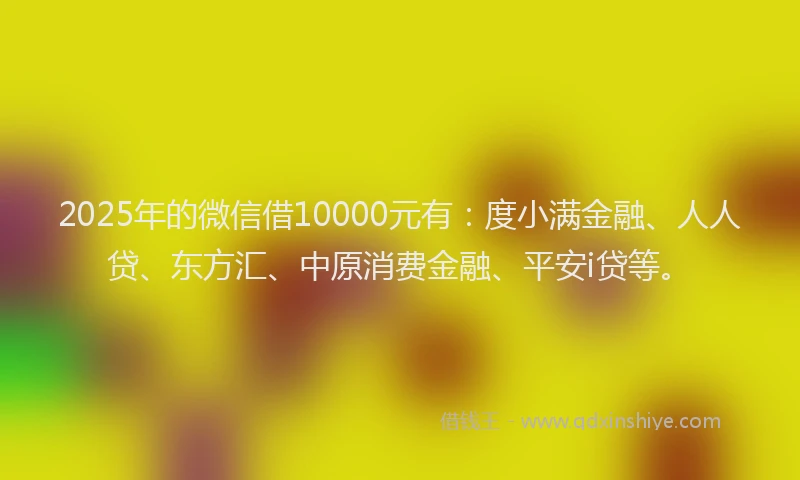 2025年的微信借10000元有：度小满金融、人人贷、东方汇、中原消费金融、平安i贷等。