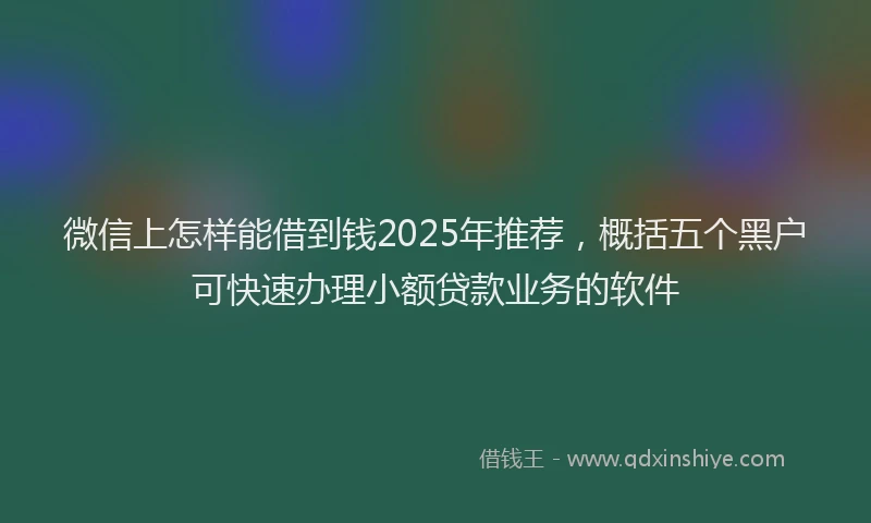 微信上怎样能借到钱2025年推荐，概括五个黑户可快速办理小额贷款业务的软件