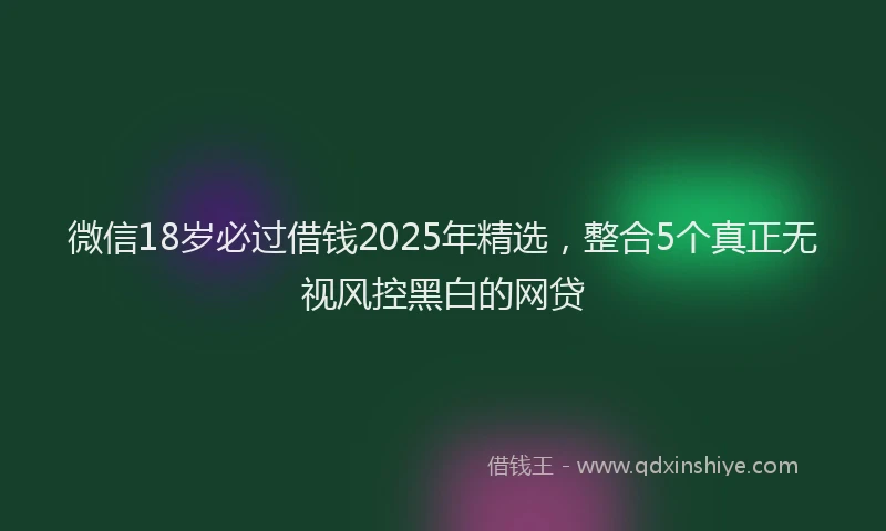 微信18岁必过借钱2025年精选，整合5个真正无视风控黑白的网贷