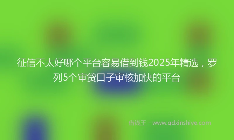 征信不太好哪个平台容易借到钱2025年精选，罗列5个审贷口子审核加快的平台