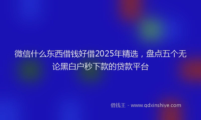 微信什么东西借钱好借2025年精选，盘点五个无论黑白户秒下款的贷款平台