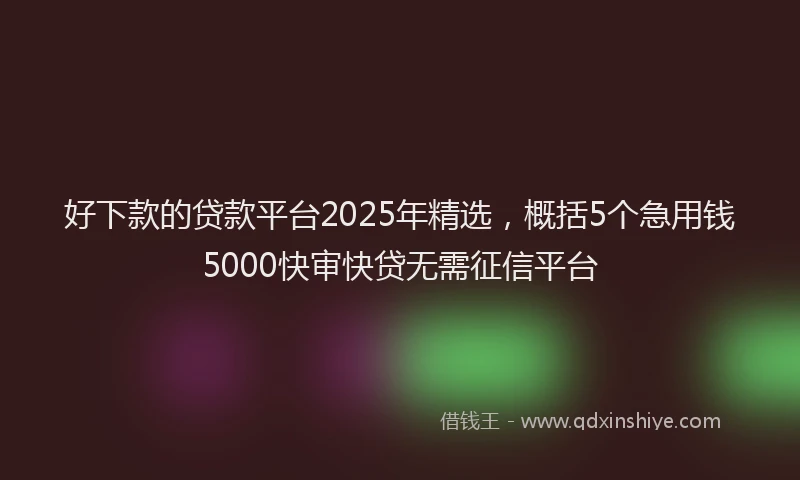 好下款的贷款平台2025年精选，概括5个急用钱5000快审快贷无需征信平台