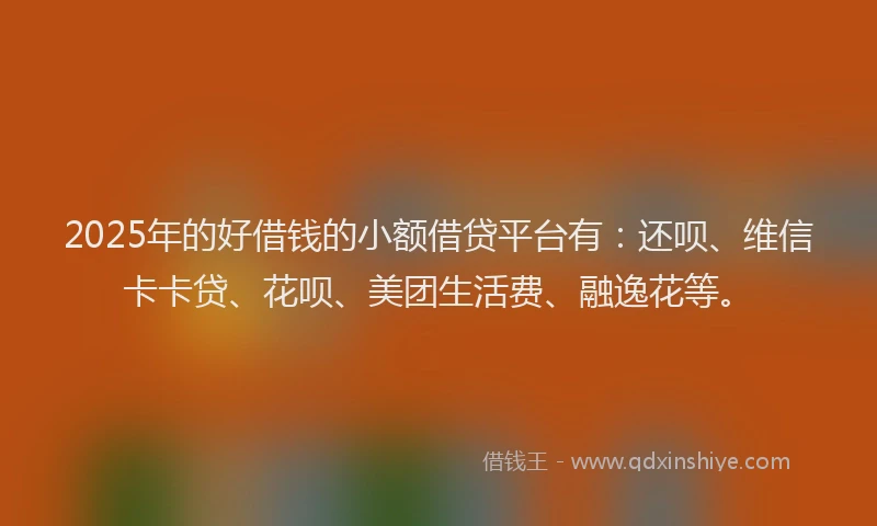 2025年的好借钱的小额借贷平台有：还呗、维信卡卡贷、花呗、美团生活费、融逸花等。