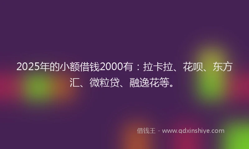2025年的小额借钱2000有：拉卡拉、花呗、东方汇、微粒贷、融逸花等。
