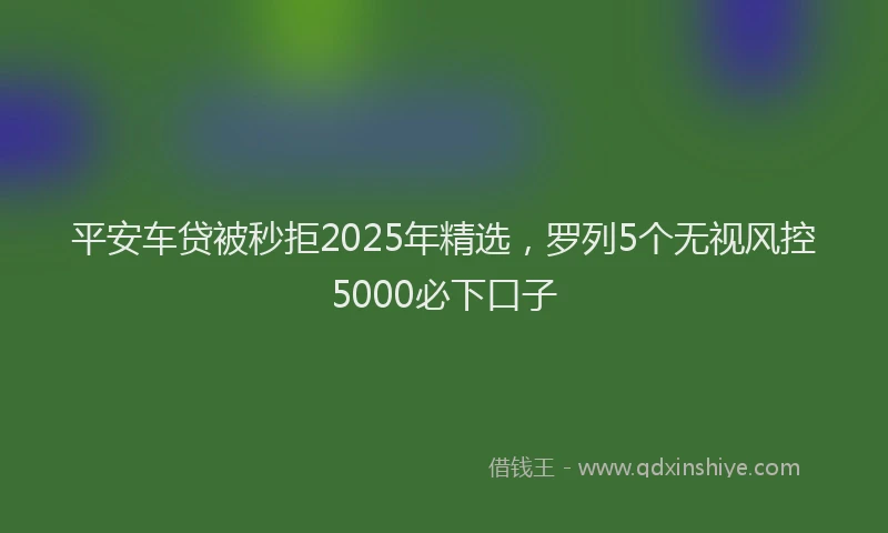 平安车贷被秒拒2025年精选，罗列5个无视风控5000必下口子