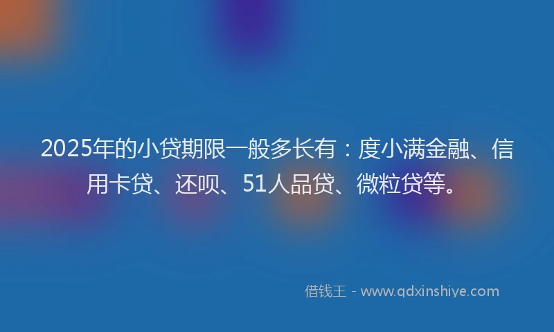 2025年的小贷期限一般多长有：度小满金融、信用卡贷、还呗、51人品贷、微粒贷等。