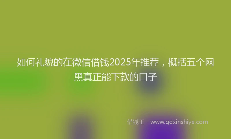 如何礼貌的在微信借钱2025年推荐，概括五个网黑真正能下款的口子