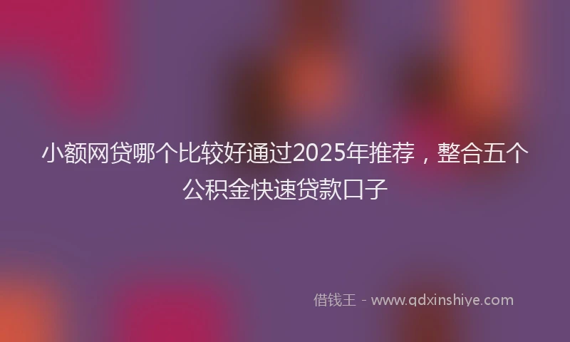 小额网贷哪个比较好通过2025年推荐，整合五个公积金快速贷款口子
