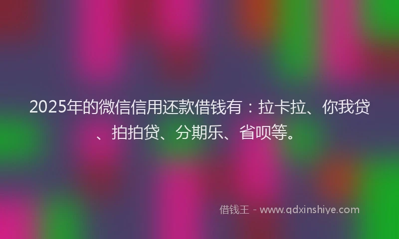 2025年的微信信用还款借钱有：拉卡拉、你我贷、拍拍贷、分期乐、省呗等。