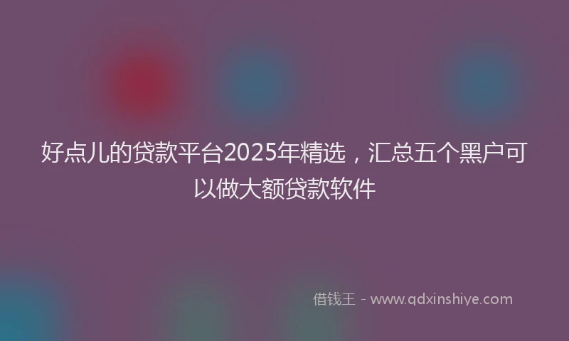 好点儿的贷款平台2025年精选，汇总五个黑户可以做大额贷款软件