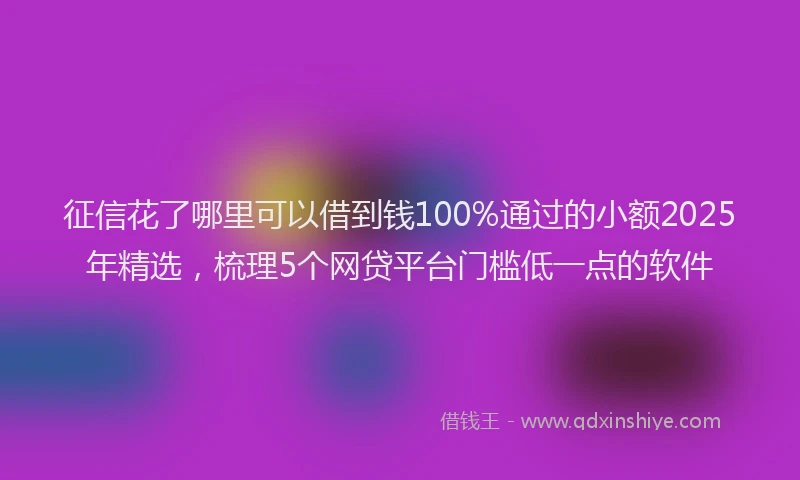 征信花了哪里可以借到钱100%通过的小额2025年精选，梳理5个网贷平台门槛低一点的软件