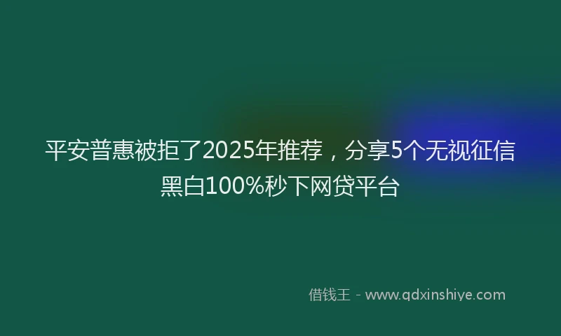 平安普惠被拒了2025年推荐，分享5个无视征信黑白100%秒下网贷平台