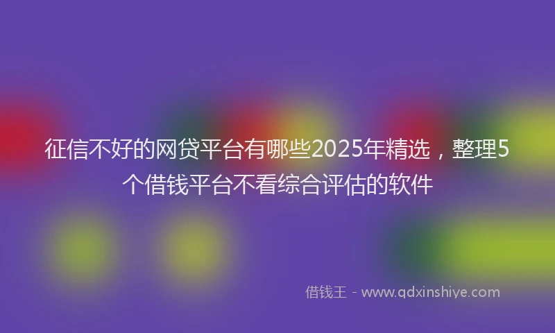 征信不好的网贷平台有哪些2025年精选，整理5个借钱平台不看综合评估的软件