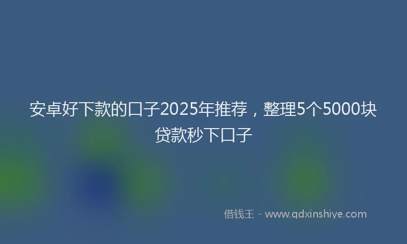 安卓好下款的口子2025年推荐，整理5个5000块贷款秒下口子
