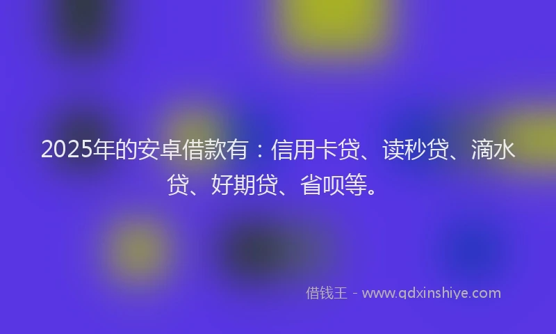 2025年的安卓借款有：信用卡贷、读秒贷、滴水贷、好期贷、省呗等。