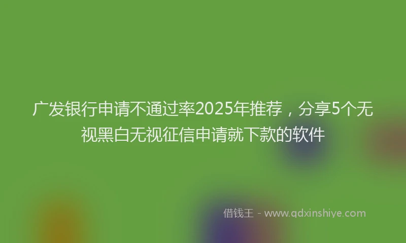 广发银行申请不通过率2025年推荐，分享5个无视黑白无视征信申请就下款的软件