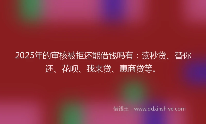 2025年的审核被拒还能借钱吗有：读秒贷、替你还、花呗、我来贷、惠商贷等。