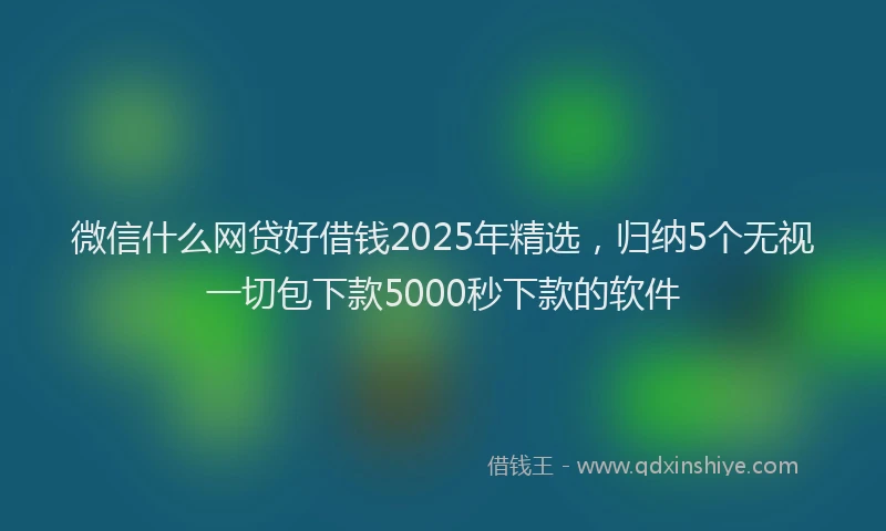 微信什么网贷好借钱2025年精选，归纳5个无视一切包下款5000秒下款的软件