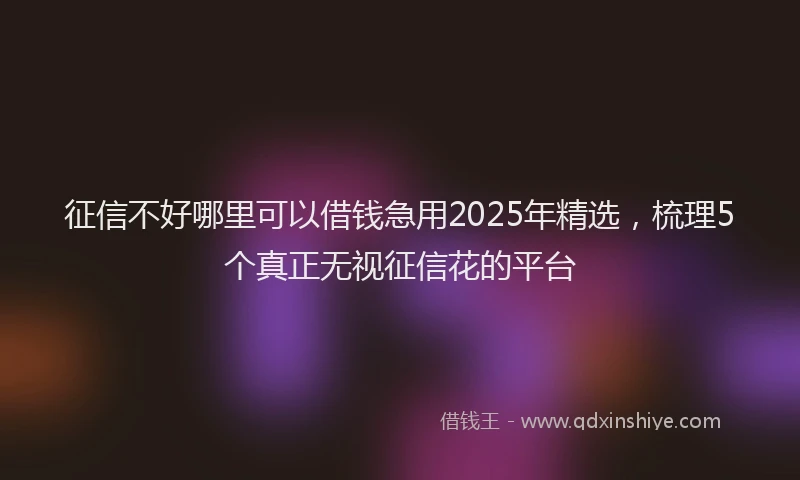 征信不好哪里可以借钱急用2025年精选，梳理5个真正无视征信花的平台