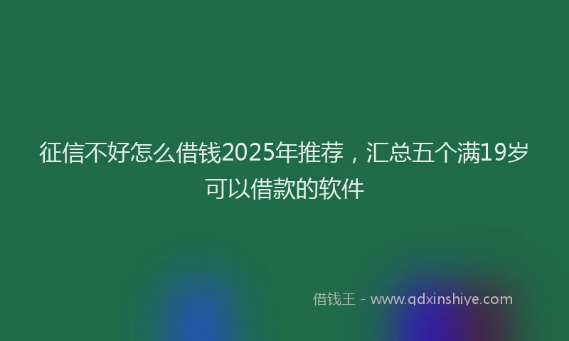征信不好怎么借钱2025年推荐，汇总五个满19岁可以借款的软件